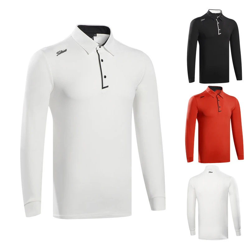 Golf Apparel Spring Autumn Men's Long Sleeve Outdoor Leisure Sports Moisture Breathable Quick Drying Polo Top Sportswear Brand