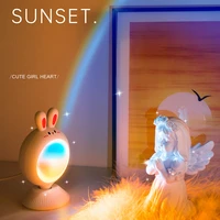 new usb rabbit sunset projector indoor photo atmosphere background lighting sunset cute pet neon wall creative gift night lights