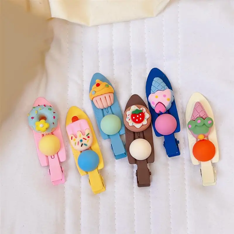 

Hair Clips Pin Barrettes Cartoon Alligator Hairpin Accessories Dessert Girls Barrette Baby Clip Girl Kawai Food Cream Duckbill