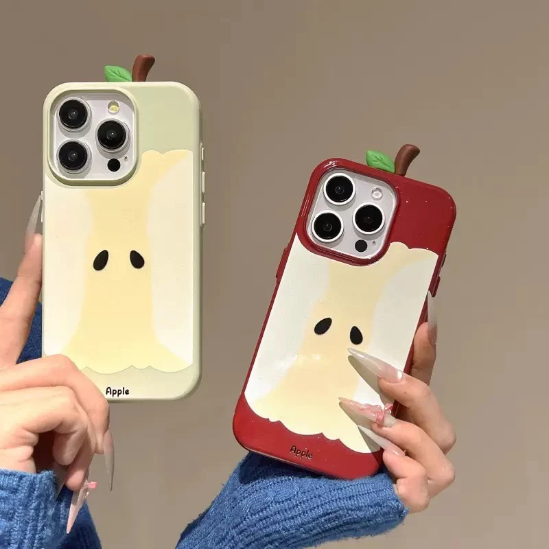 Фото Силиконовый чехол для iPhone 3D Red Apple Core с подставкой, противоударный защитный чехол для iPhone 16, 15, 14, 13, 12 Pro Max, милый подарок №4
