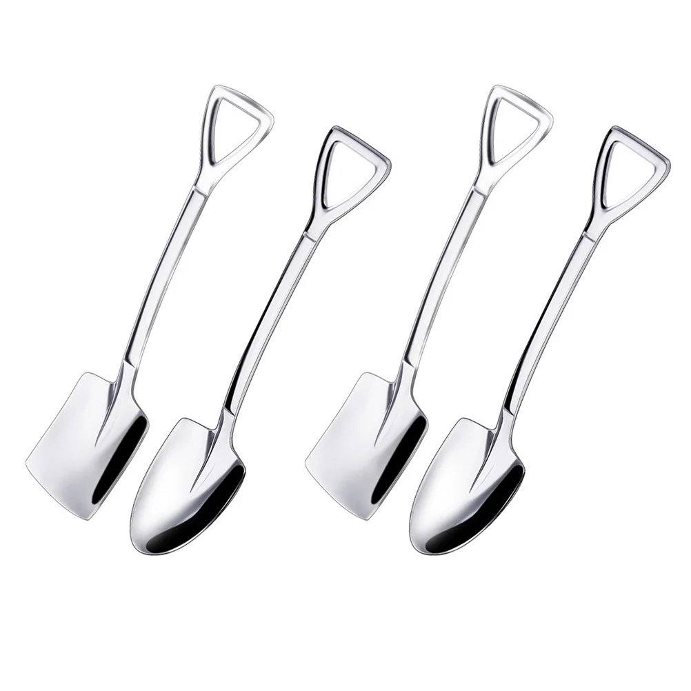 

4pcs Fruit Spoon Dessert Spoon Stainless Steel Stirring Spoon Condiment Spoon