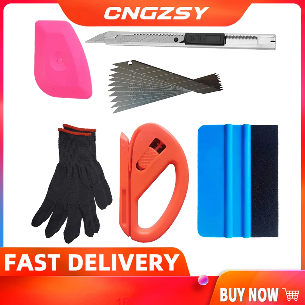 

CNGZSY Car Styling Sticker Tools Kit Auto Body Wrap Film Scraper Wiper Vinyl Cutter Art Knife Gloves Wallpaper Install Tool K51B