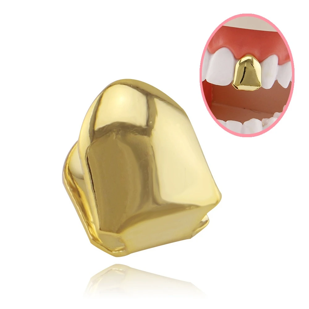

Big Gold Tooth Teeth Grills Hip Hop Tooth Cap Top & Bottom Grillz Mouth Vampire Fang Body Jewelry Cosplay DJ