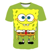spongebobs childrens t shirts cartoon anime baby clothing 4 14y kids top boys round neck t shirt girls short sleeve casual top