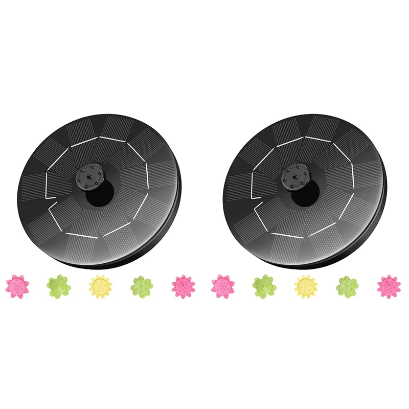 

2X Bird Bath Solar Fountain Pump, 3W Solar Powered Fountain Pump With Nozzles, Solar Bird Bath Fountain, Suitable