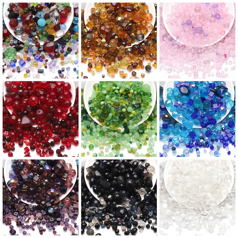 

45g Mixed Size Shape Crystal Beads Multicolor Faceted Glass Beads Loose Spacer Beads for Jewelry Making DIY Bracelet Necklace