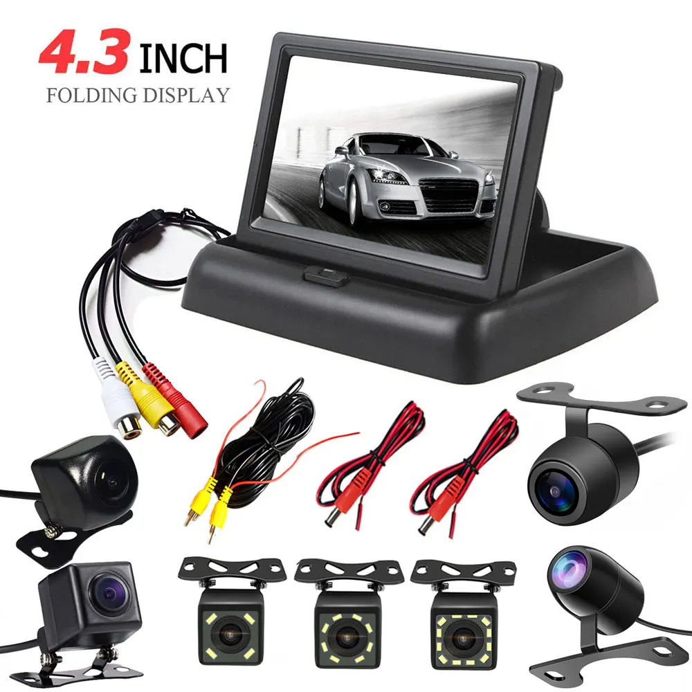 

4.3inch Car Rear View monitor Camera Reversing Parking System Kit Auto TFT LCD Reverse Monitors Night Vision Backup Camera color