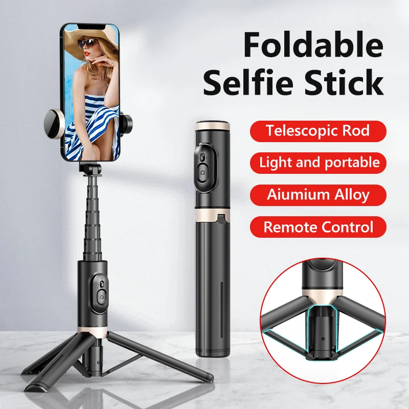 

Bluetooth Wireless Handheld Selfie Stick Tripod Extendable Monopod with Remote for iPhone 13 Huawei Pro Max Xiaomi Phone Live