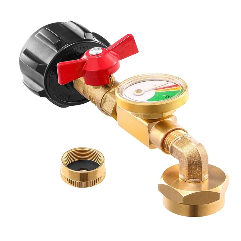 

1Set QCC1 Propane Refill Elbow Adapter 90 Degrees Propane Refill Adapter With Propane Tank Gauge With ON-Off Control Valve