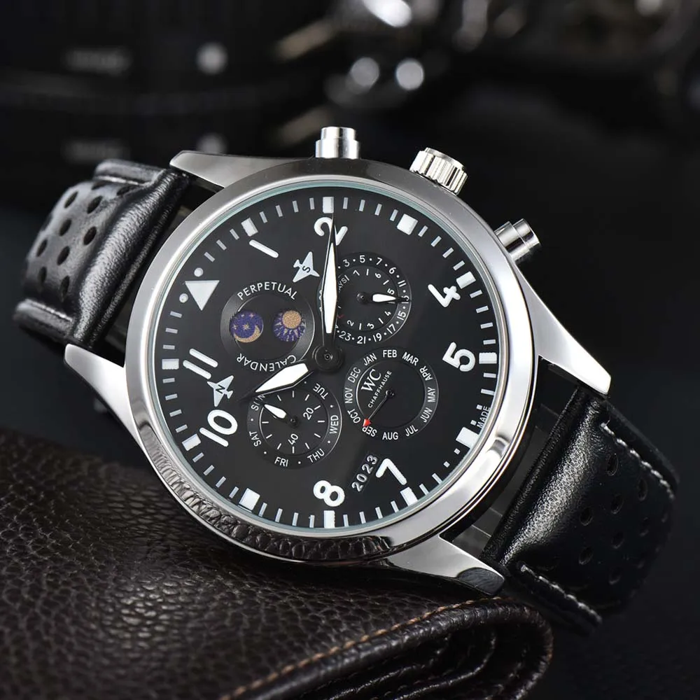

Top AAA+ WC Watches For Mens Multifunctional Top Gun Style Automatic Date Moon Phase Watch Business Sports Chronograph Clocks
