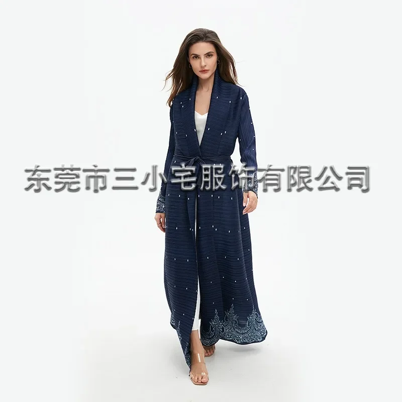 Женский плиссированный тренчкот с принтом большого размера отложным воротником