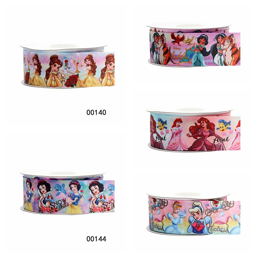 

50yards Grosgrain Ribbon Disney Princess Character Printed DIY Accessories for Sewing Toys Gifts Wrapping Hairbows Packing