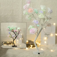 usb battery operated led table lamp rose flower bonsai tree night lights garland bedroom decoration christmas lights home decor