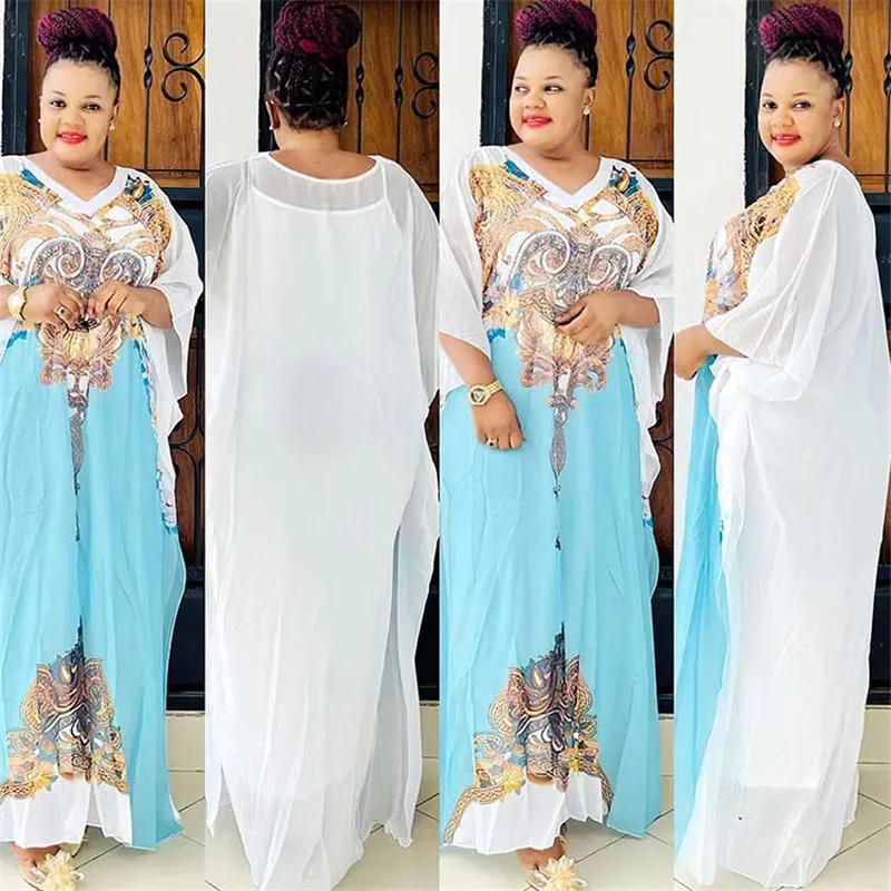 

African Dresses for Women 2023 Traditional Abaya Nigeria Turkey Kaftan Dress Muslim Diamond Boubou Robe Caftan Moroccan Gown 2pc