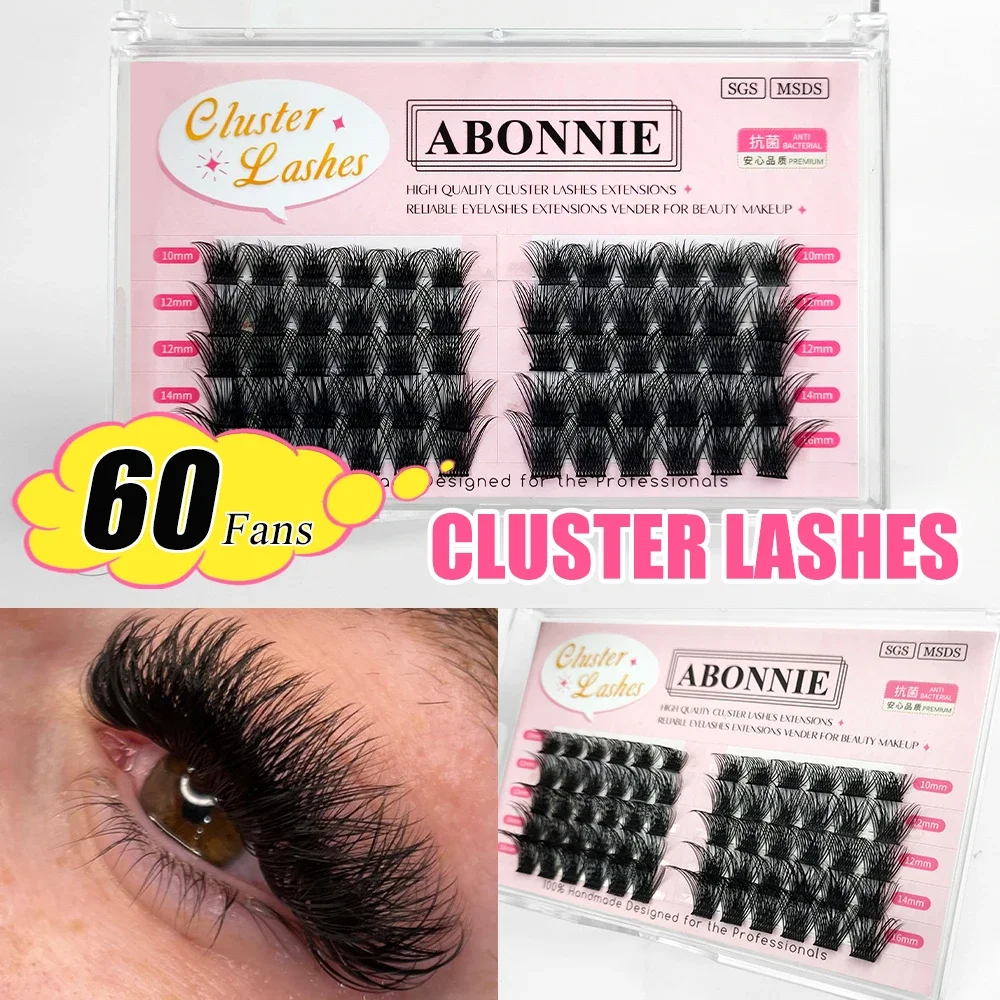Abonnie Eyelash Clusters DIY Volume Extensions D Curl Segmented Premade Volume Fans Russian Lashes Bundles Makeup