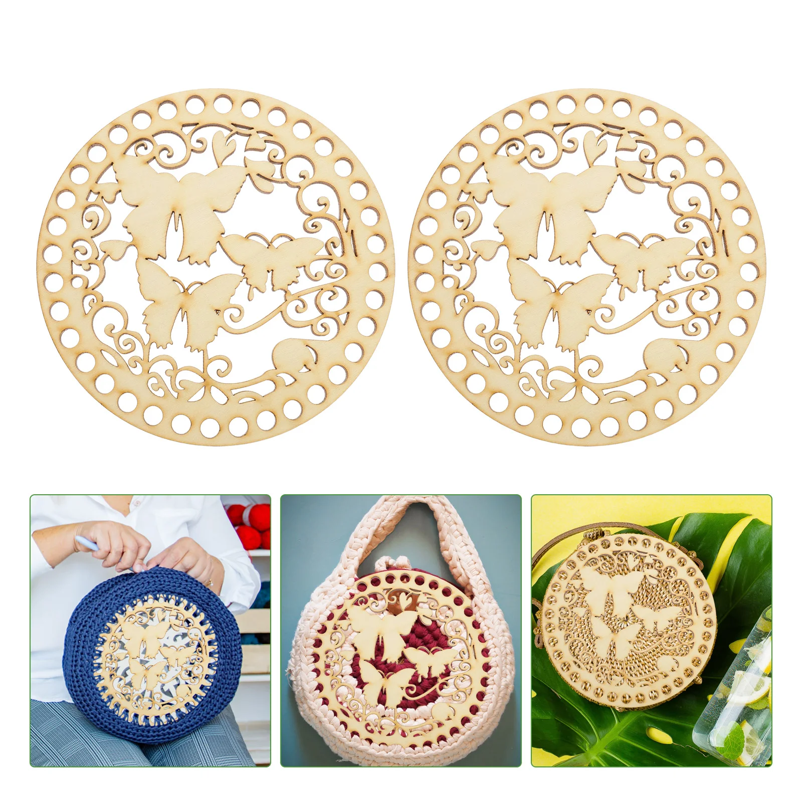 

Bottom Basket Crochet Base Shaper Wooden Purse Weaving Pad Diy Round Making Insert Cushion Kit Handbag Protector Knitting Supply