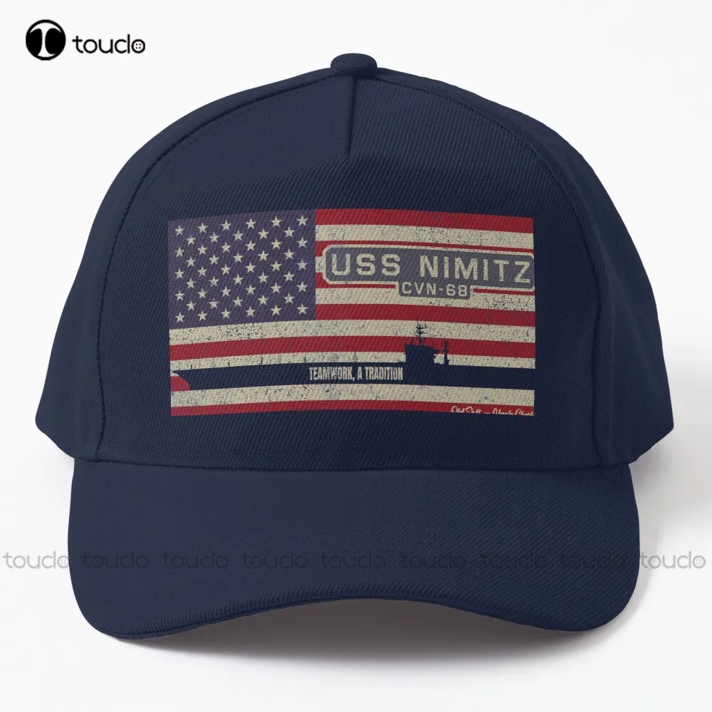 

Uss Nimitz Cvn-68 Nuclear Powered Aircraft Carrier Supercarrier Vintage Usa American Flag Gift Baseball Cap Fashion Hats Unisex