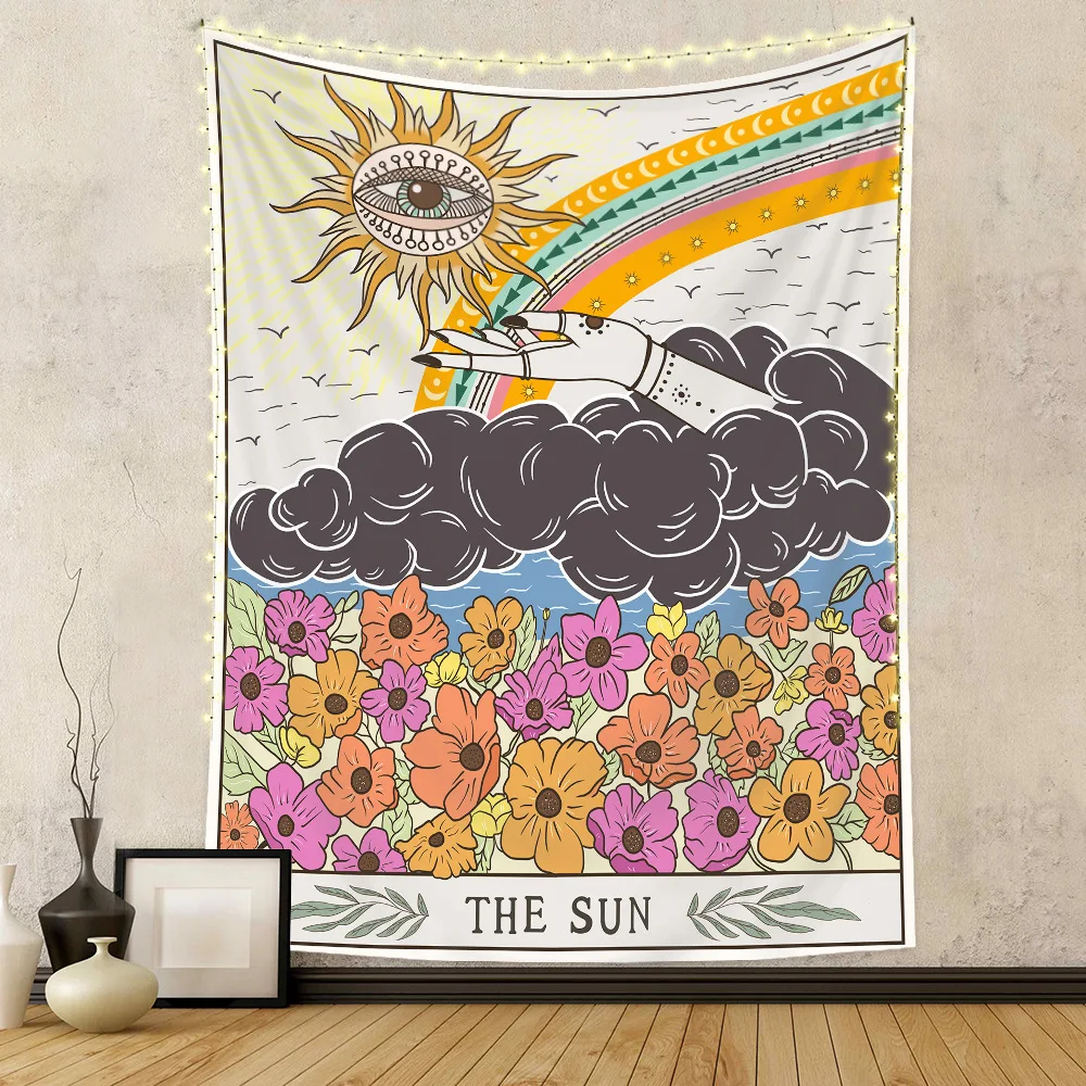 

Bohemia Sun Moon Star Tapestry Wall Hanging Tapestry Canvas on The Wall Nightmare Before Christmas Xmas Home Decoration