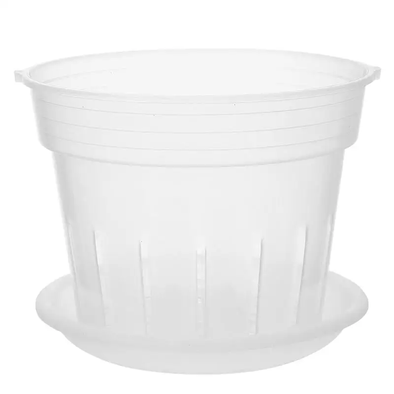 Цветочный горшок с отверстиями пластиковый для растений Прозрачный цветочный