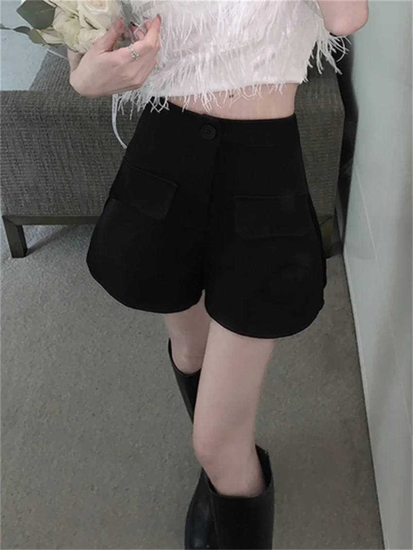 Шорты PLAMTEE женские с широкими штанинами шикарная свободная однотонная уличная