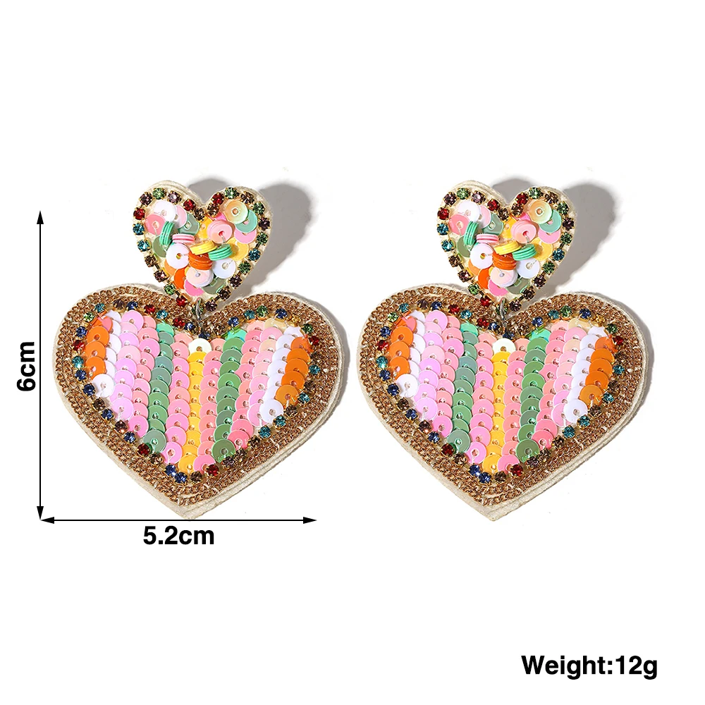 Lifefontier богемные радужные цветные серьги-подвески в форме сердца с блестками для