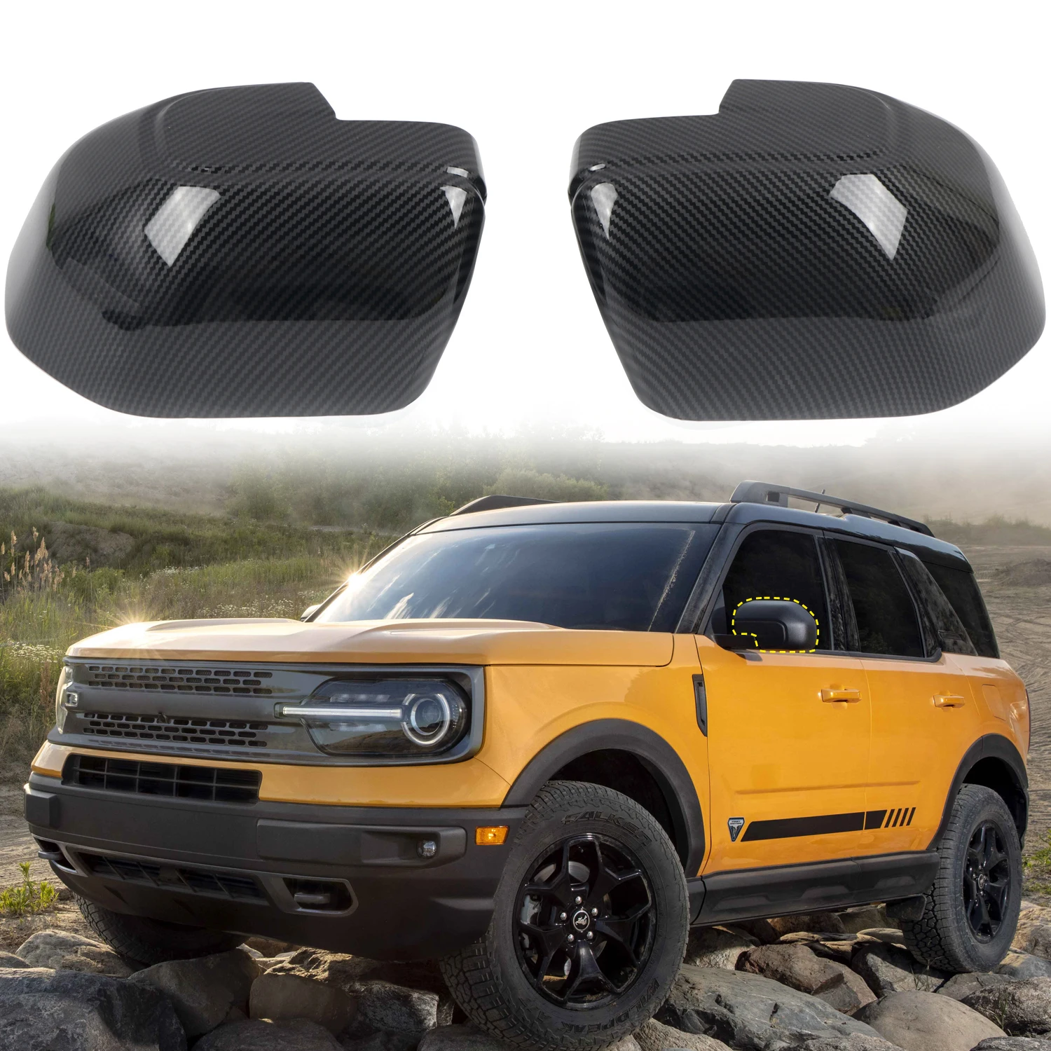 

Car Accessories Fit for Ford Bronco Sport CX430 2021 2022 Rearview Side Door Mirror Protector Cover Trim 2pcs Exterior Parts