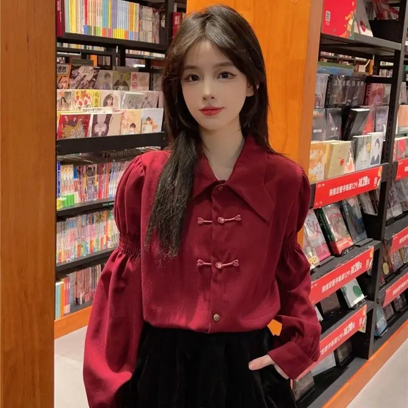 Бархатная рубашка в западном стиле для женщин новая китайском свободный и