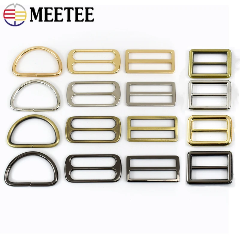 10P 12-50mm Metal Belt Buckle Bag Strap D Ring Tri Glide Slider Adjuster Hook Clasp Keychain Dog Collar Hanger Accessories