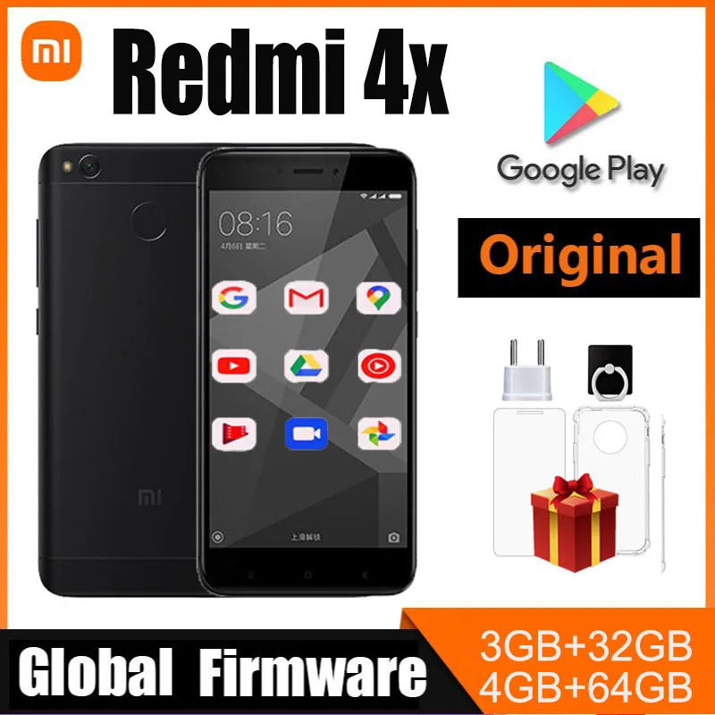 Смартфон Xiaomi Redmi 4X Googleplay, 4000 мАч, HD-экран, Snapdragon 435, задняя камера 13 МП