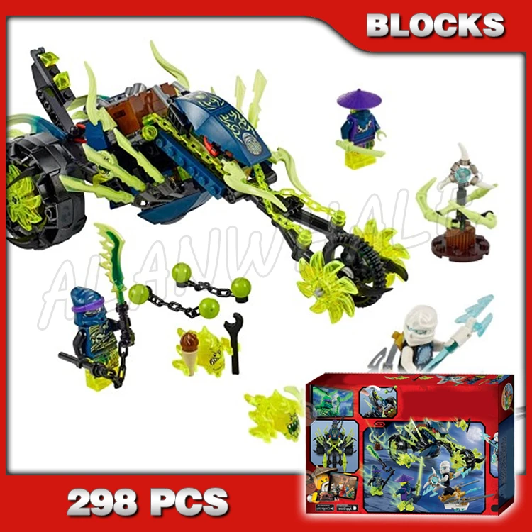 

298 шт. цепной цикл Ambush автотранспортное средство мастера Spinjitzu 10395 сборный Набор строительных блоков кирпич совместимый с моделью