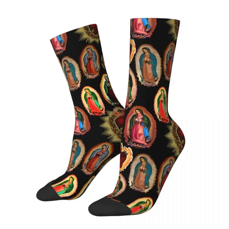 

For Men Our Lady Of Guadalupe Virgin Mary Hip Hop Jesus Christ Breathable Pattern Printed Crew Sock Seamless Gift