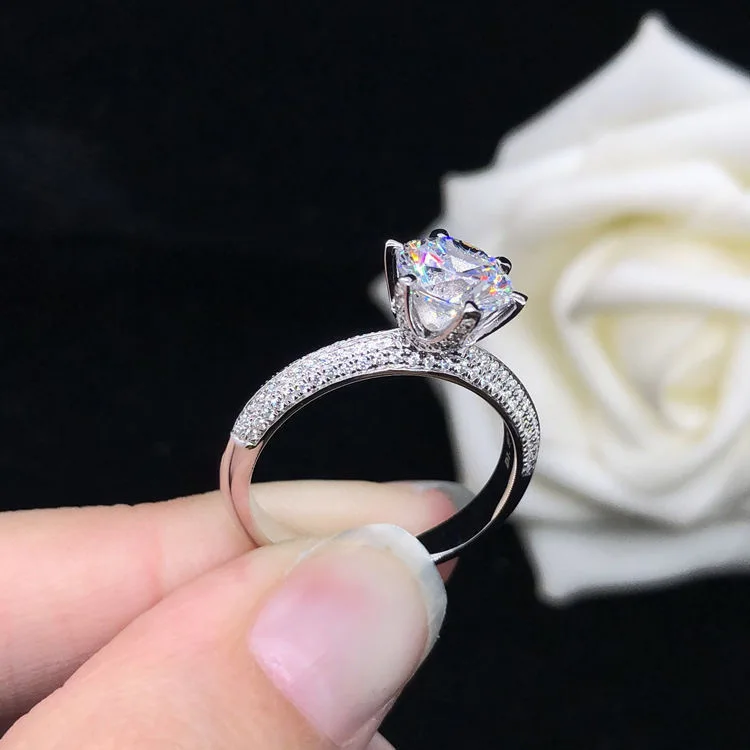 

Восемь сердец со стрелками из циркония, покрытое PT950, новое импортное Полноразмерное кольцо с имитацией бриллианта Mosan для женщин