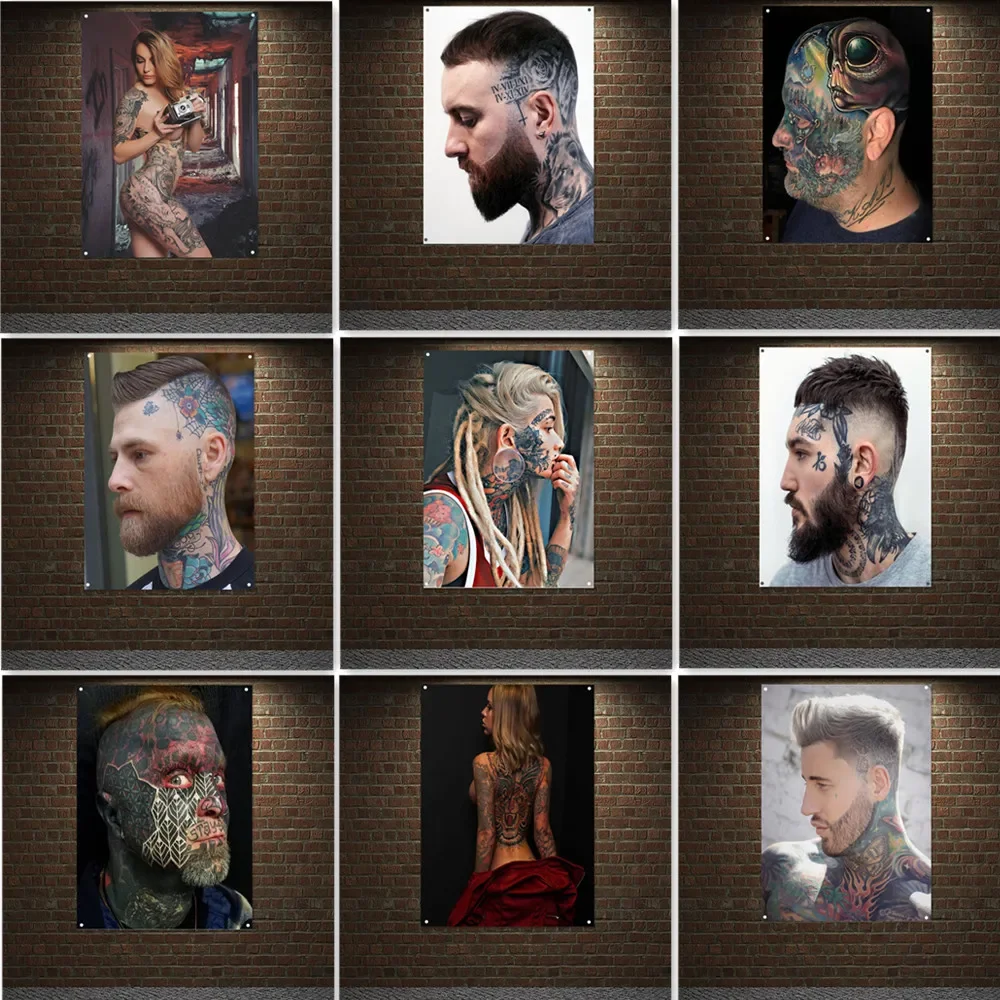 

Very Hipster Tattoos Hairstyles Poster Wall Hanging Flag Tapestry Barber Shop Tattoo Parlor Wall Decor Banner Wall Painting