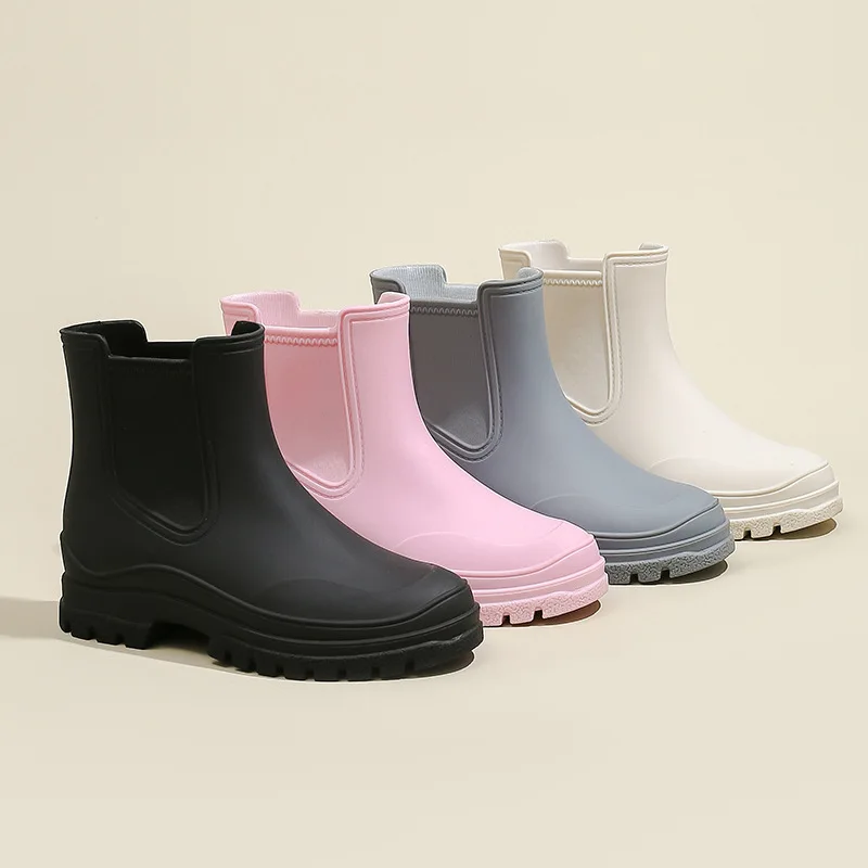 Rain Boots Women Chelsea Rain Boots Womens Galoshes Waterproof Rubber Non-slip Rainshoes Fishing Water Shoes Botas Lluvia Mujer