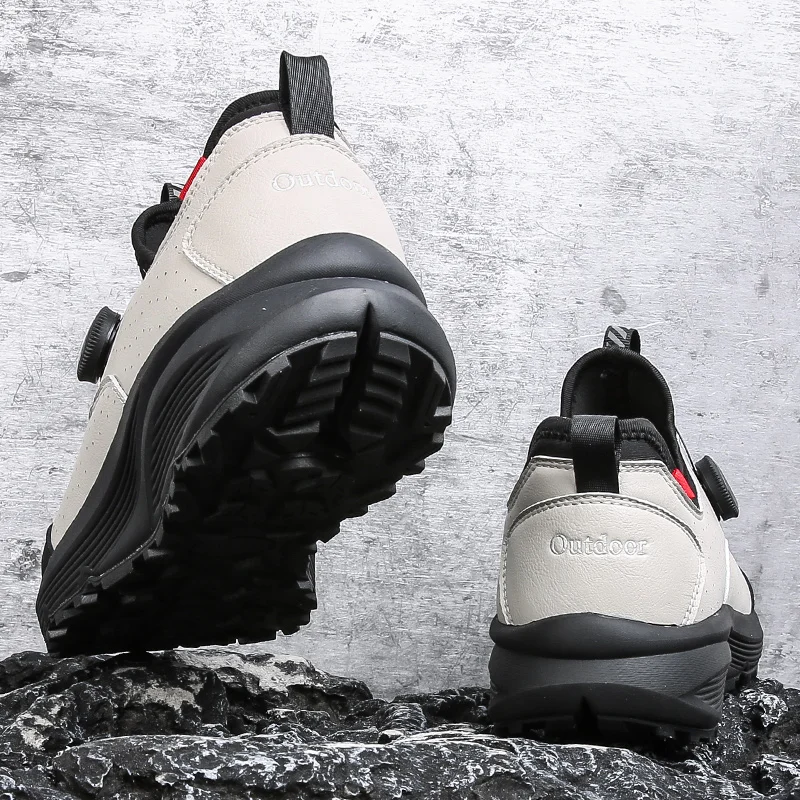 Convenient Rotary Buckle Mens Climbing Trekking Hunting Sneakers Leather Hiking Shoes Wear-resistant Outdoor Sport Men Shoes