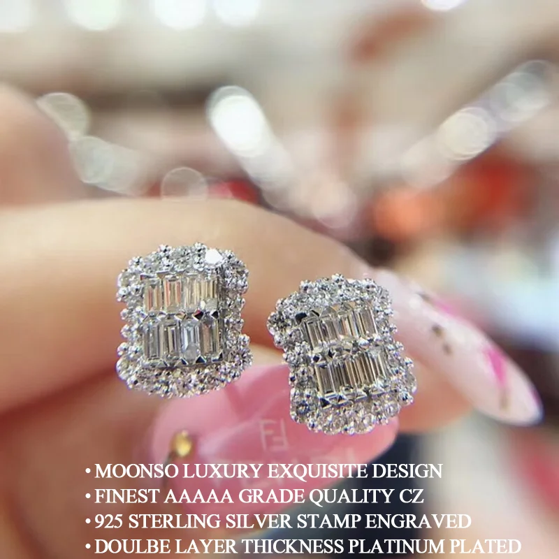 Женские серьги в Корейском стиле Moonso E5671 роскошные Серебристые принцессы Подарок