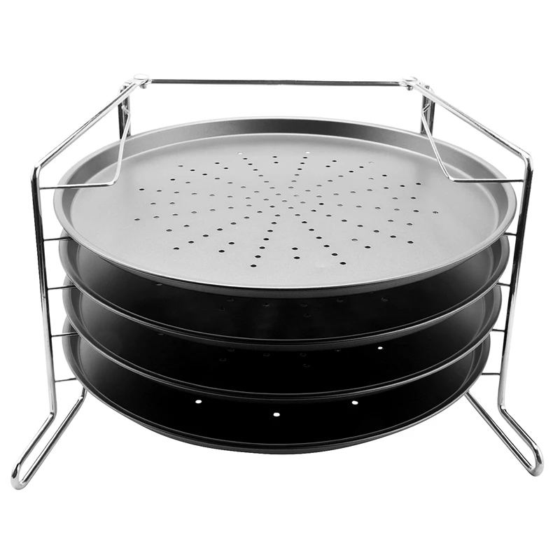 

12 Inch 4PCS Carbon Steel Non-Stick Pizza Baking Pan Tray Pizza Dish Tableware Bakeware Home Kitchen Baking Tools