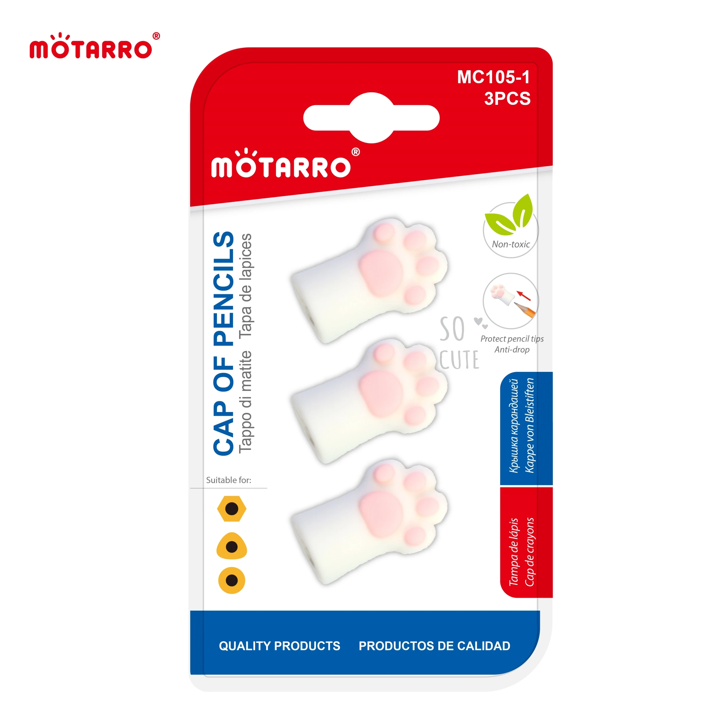 Cap Eraser,pink Toppers Rubber Top Erasers For Stationery And School Supplies