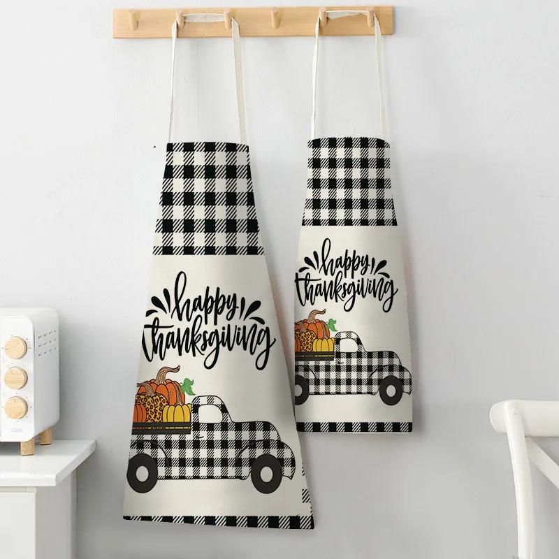 

Счастливое спасибо, Кухонные фартуки для женщин, хлопковые льняные нагрудники, бытовая Чистка, аксессуары для защиты от масла, домашний фар...