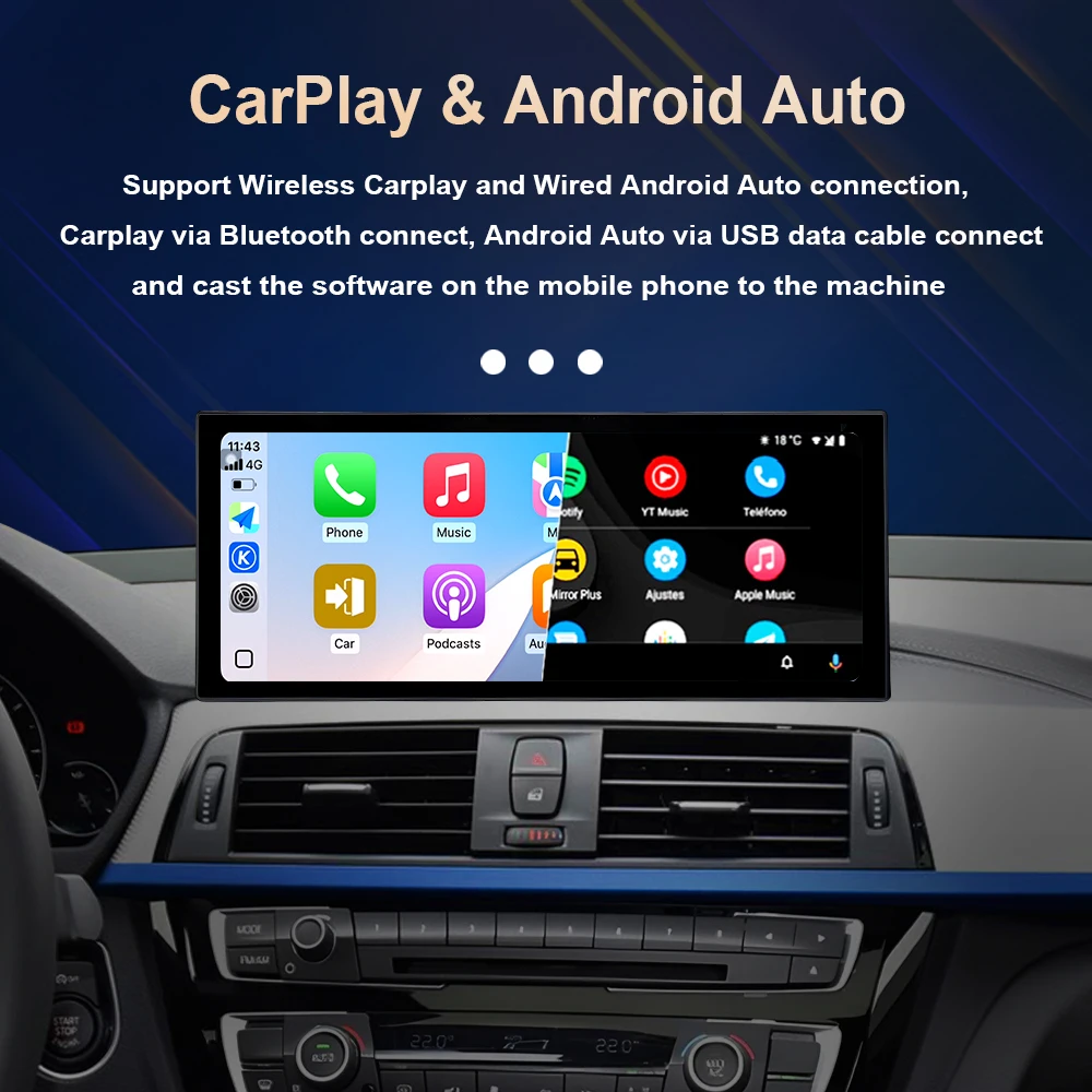 Фото Android 14 для BMW 5 серии F10 F11 2011 2012-2017 Автомобильный мультимедийный видеоплеер с сенсорным экраном Беспроводной Carplay GPS 4G Wi-Fi GPS №3