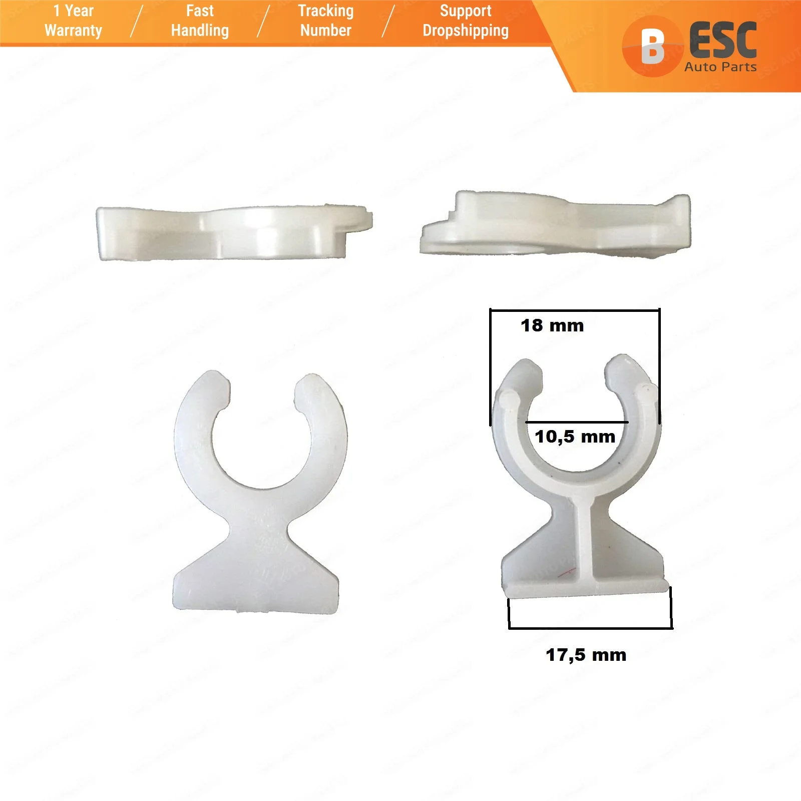 

ESC EWR5110 4 Pieces Window Regulator Repair Clamp Clips Type:1