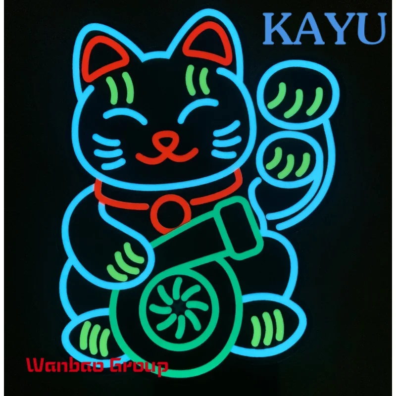 Newest Lucky Cat Sign JDM Custom DIY EL luminous logo flexible LED lighting car sticker customized LED logo