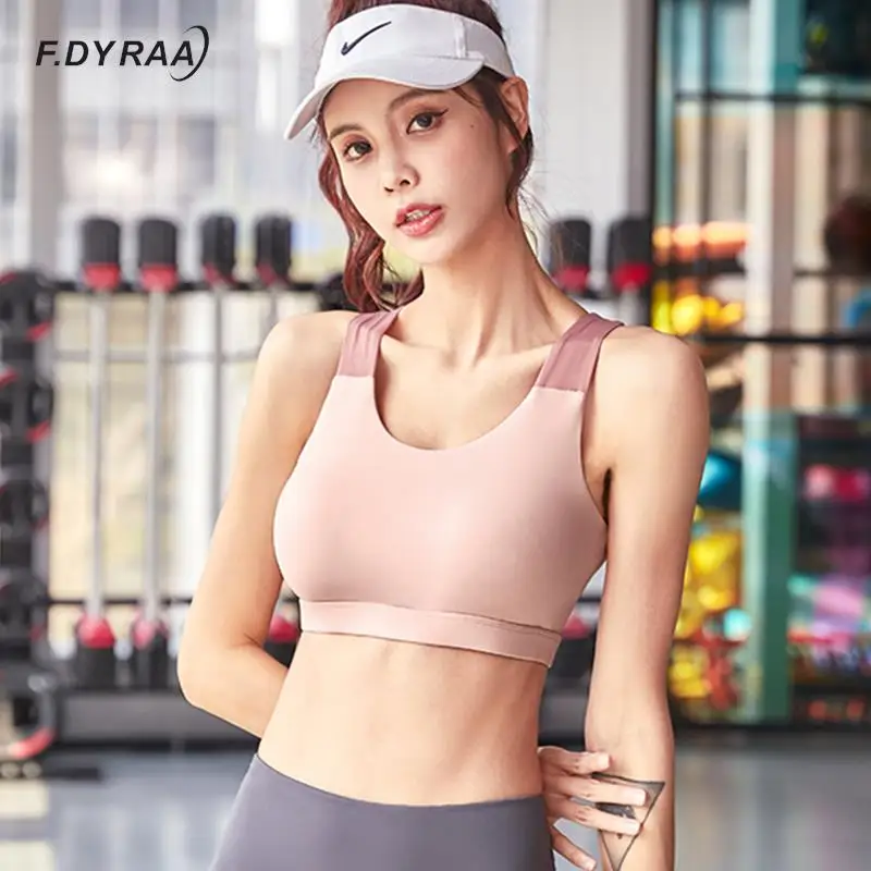 

Контрастный спортивный бюстгальтер F.DYRAA, женский спортивный бюстгальтер для фитнеса и бега, противоударный жилет для йоги, топ с защитой от ...