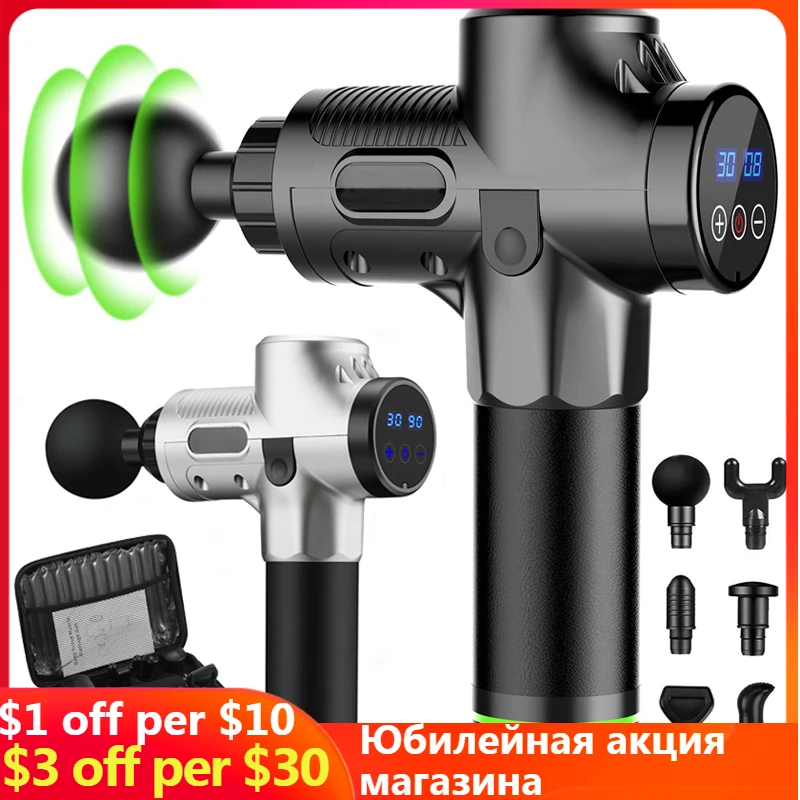 

Massage Gun Deep Tissue Percussion Muscle Massager For Pain Relief 30 Speeds LCD Touch Display Fascia Gun Electric Body Massager
