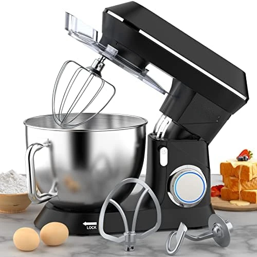 

Stand mixer, 660W 7 Speeds Tilt- Dough Mixers, Bread Mixer with Dough Hook, Whisk, Beater, Splash Guard for Baking Bread, Cake,