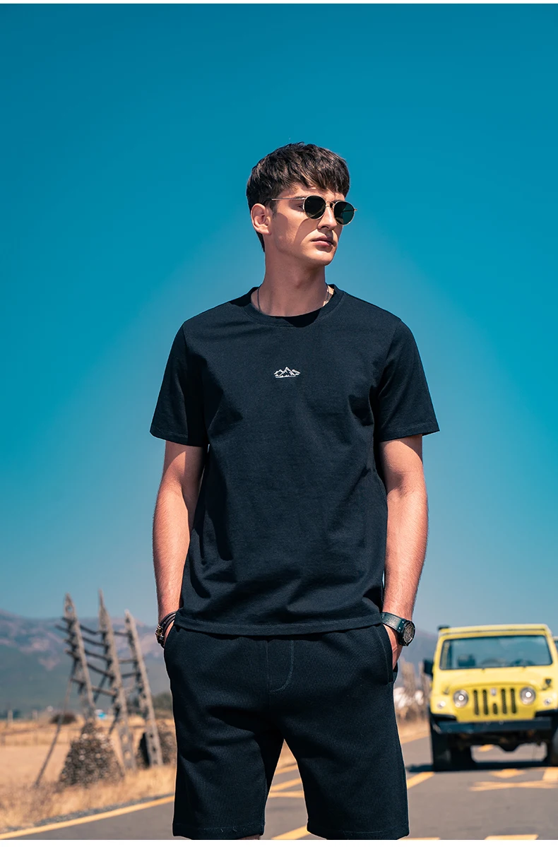 

Простая мужская универсальная Повседневная хлопковая Футболка Y0208 с коротким рукавом и вышивкой