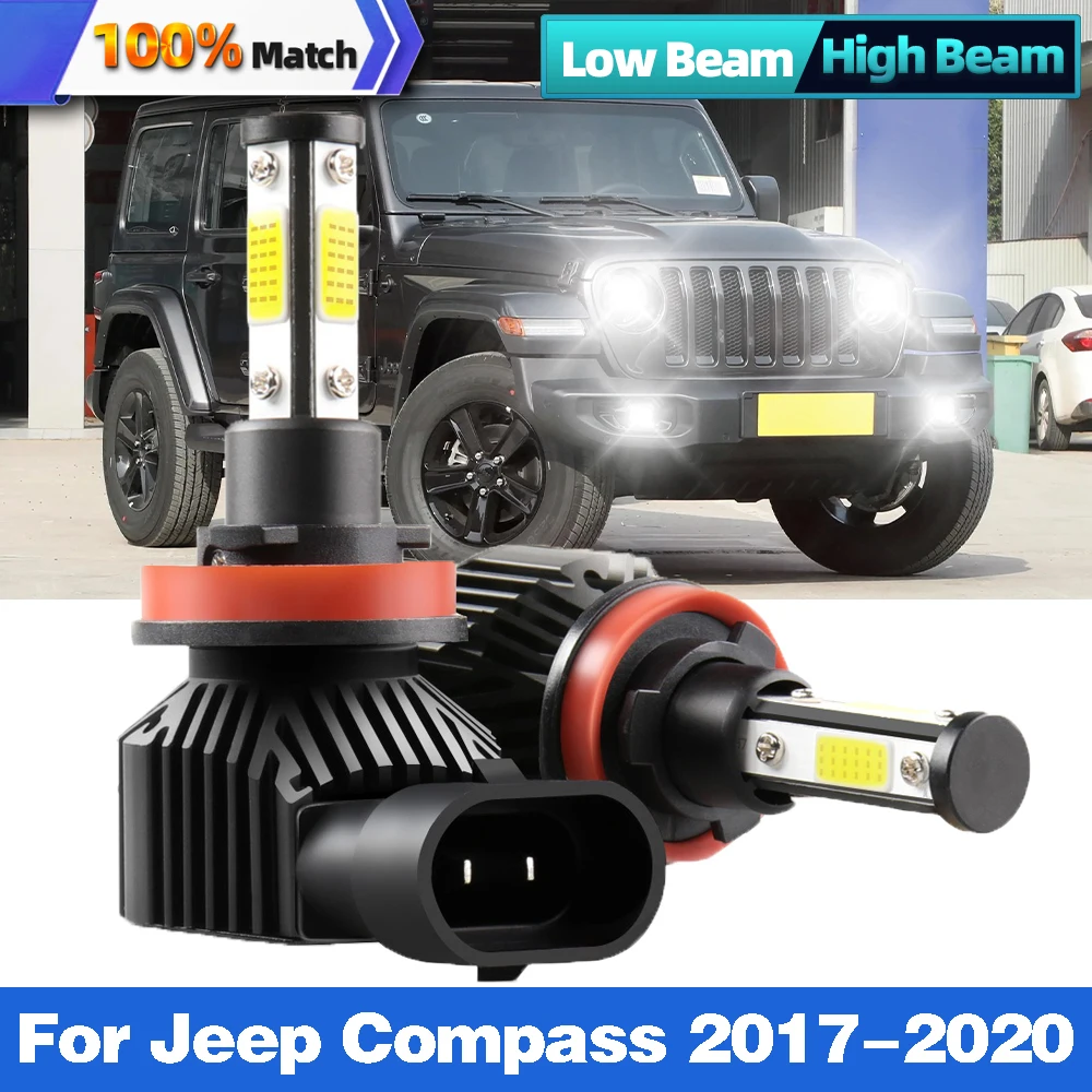 

2Pcs H11 LED Headlight Bulb Super Bright Auto Headlamps 6000K Turbo Lamps 9005 HB3 Canbus LED Light For Jeep Compass 2017-2020