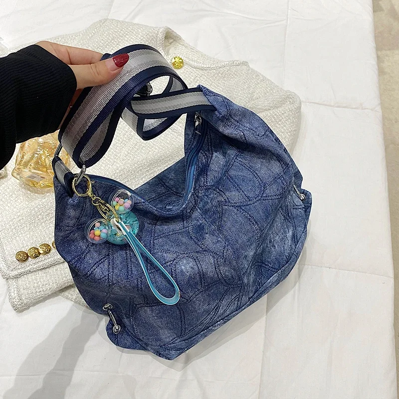 Красивая женская сумка через плечо джинсовая сумка-тоут большой вместимости