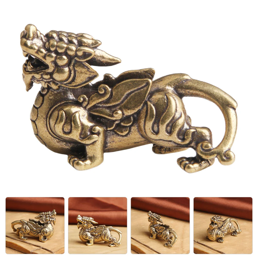 

Statue Figurine Kylinsculpture Wealth Brass Decor Prosperity Good Yao Pi Chinese Qilin Animal Ornament Dragon Fengshui Luck