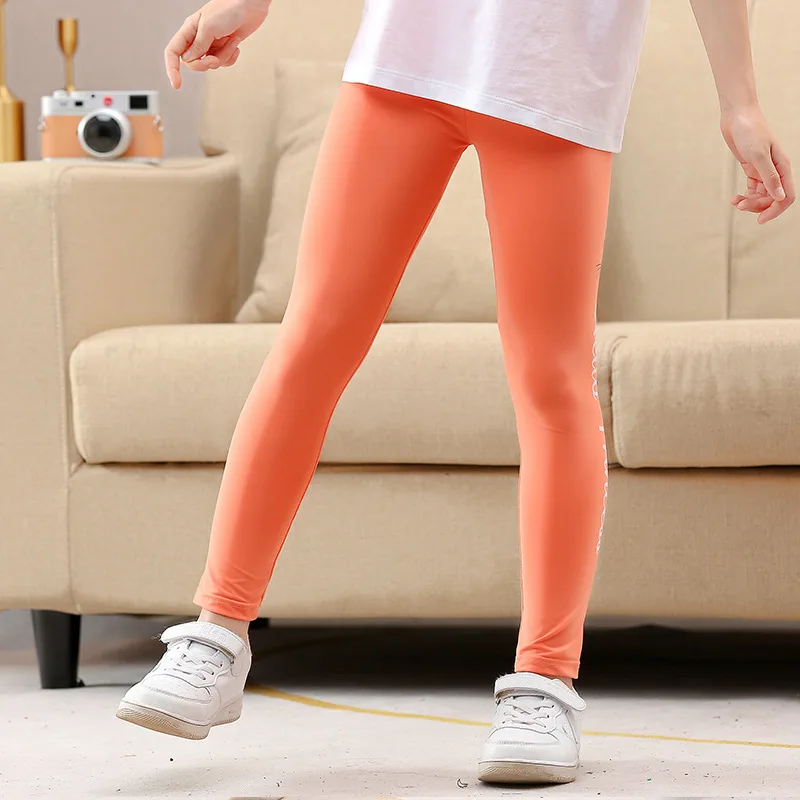 Autumn Kids Solid Skinny Sweatpant Girls Leggings Children Casual Clothes Letter Tight Pencil Pants Spring Ankle Length Trousers enlarge